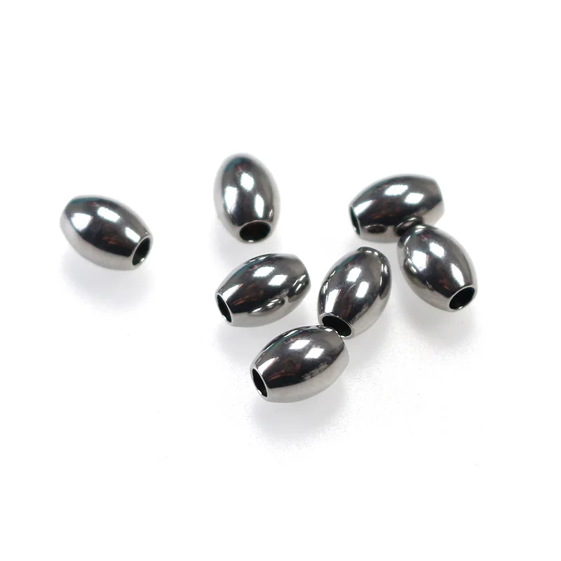 50pcs/Lot 304 Stainless Steel Rice Shape Loose Beads Handmade Woven Bracelets Steel Stone Space Beads DIY Jewelry Findings Make