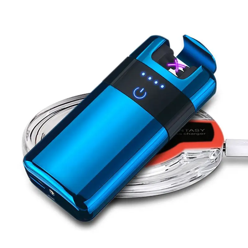 Wireless Charging Windproof Lighter Touch Screen Switch Power Display Double Arc Electric Plasma Pulse Lighters WIth Gift Box