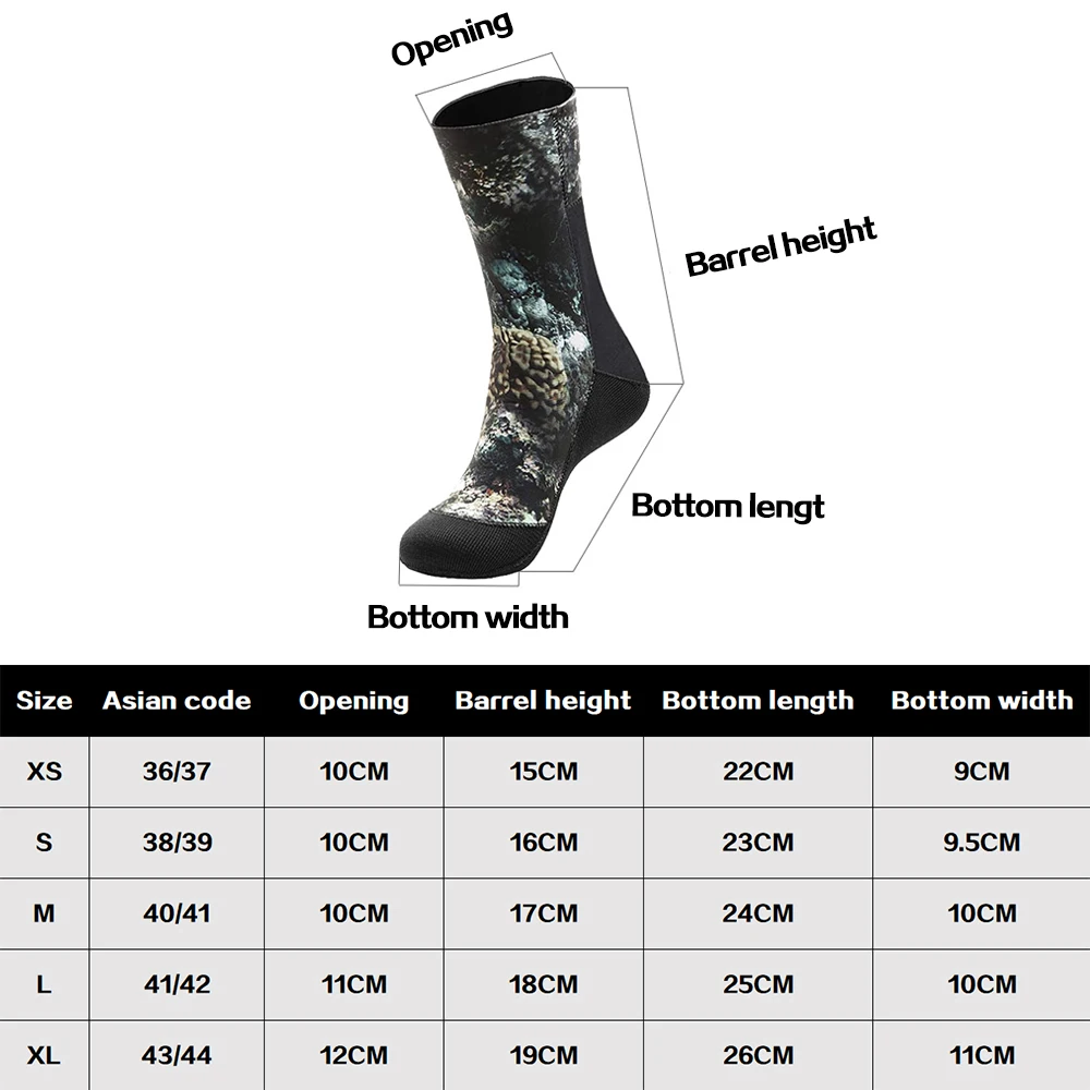 Diving socks 5mm/3mm neoprene diving boots waterproof socks camouflage non-slip beach socks warm diving swimming surfing socks