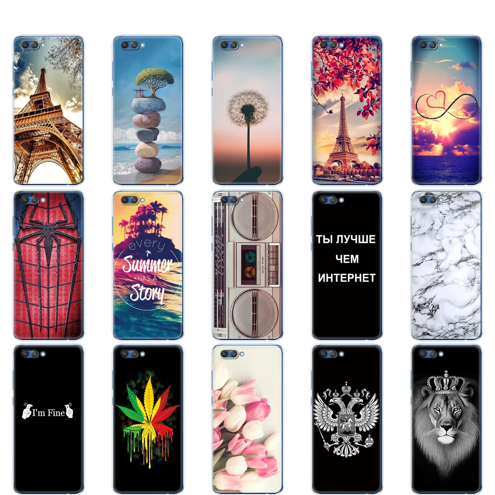 For Huawei Honor V10 VIEW 10 Painted Silicon Soft TPU Back Phone Case Cover for huawei honor 10 Case Etui Protective Bag Bumper