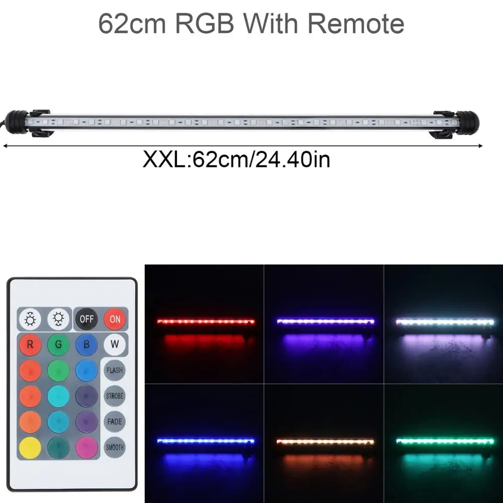 Aquarium LED Bar Light Waterproof Fish Tank Underwater Lamp Decor 220V Submersible Waterproof Strip Light with Remote Control