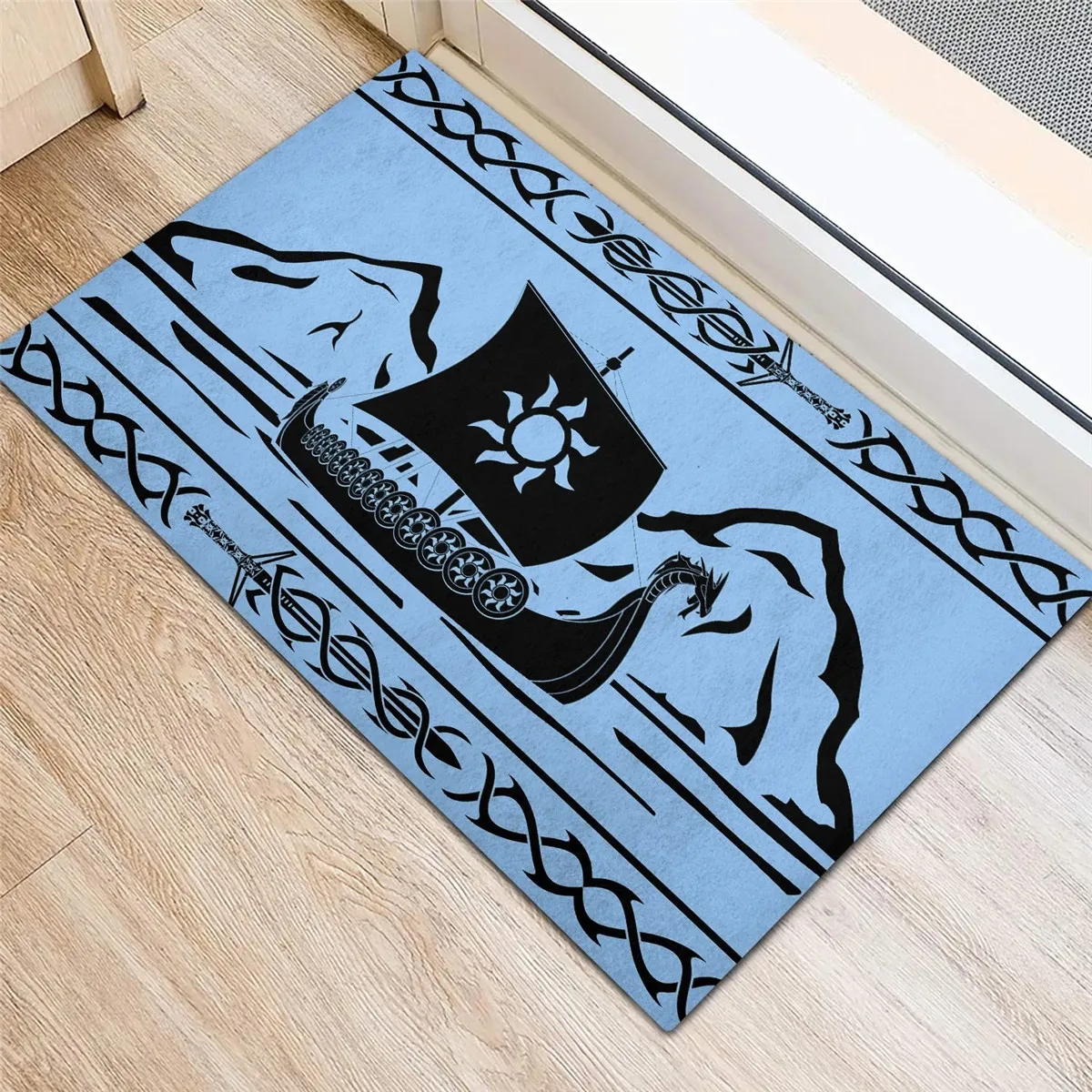 Viking Ship Rainbow 3D All Over Printed Doormat Non Slip Door Floor Mats Decor Porch Doormat