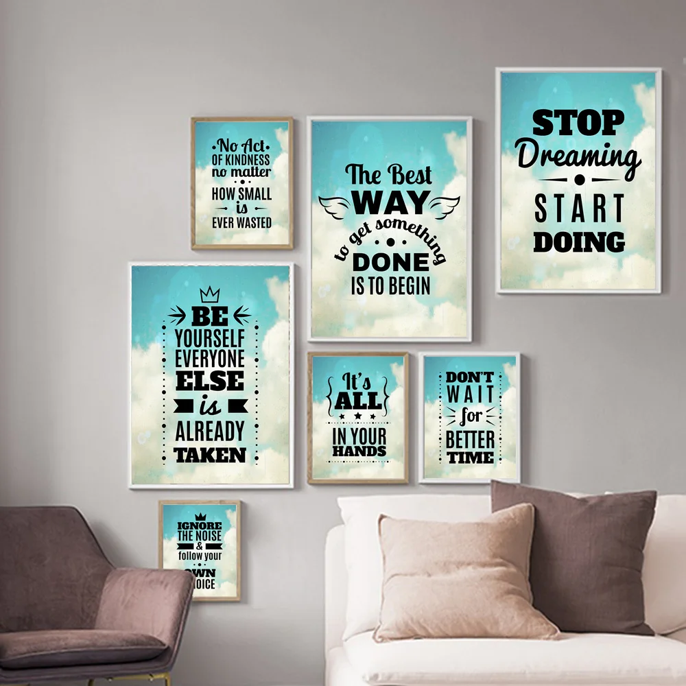 Timeless Motivation Quotes Wall Art Canvas Painting Nordic Posters and Prints Office Wall Pictures for Living Room Salon Decor