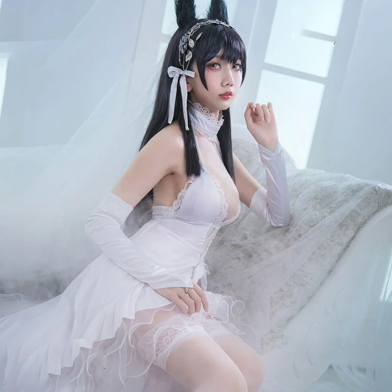 Spiel Azur Lane Atago Hochzeit Kleid IJN Atago Cosplay Kostüm Frauen Sexy Kleid Halloween Formale Anzug