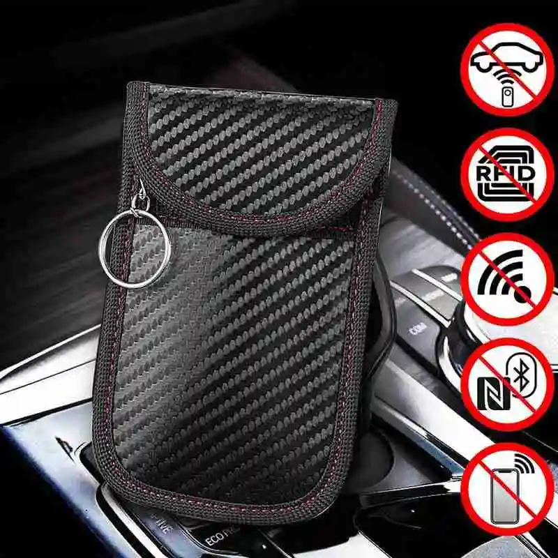 

1PCS Anti-Theft Keyless Entry Car Key Cover Signal Radiation Blocking Farady Bag Car Key Wallet Portable Security Keychain