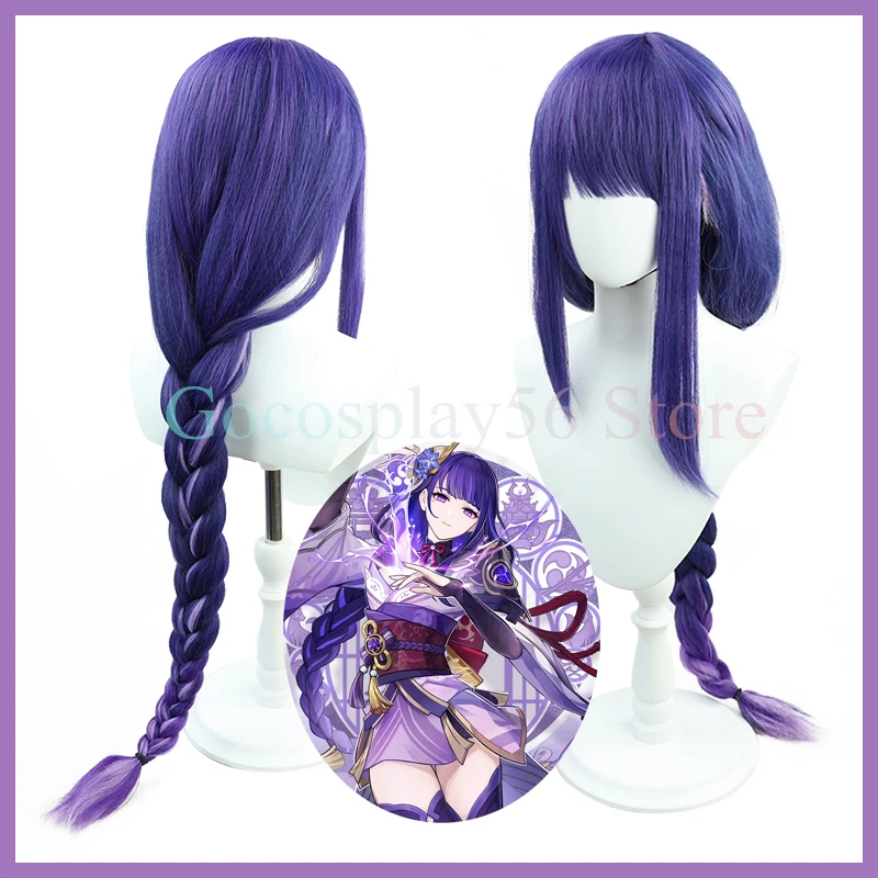 

Raiden Shogun Wig INAZUMA Baal Cosplay Braided Mixed Purple Long Braids Heat Resistant Hair Game Role Play