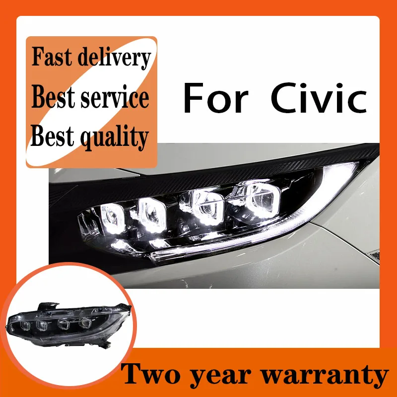 Car Styling for Civic  Headlights 2017-2021  LED Headlight DRL Hid Option Head Lamp Angel Eye Beam Accessories