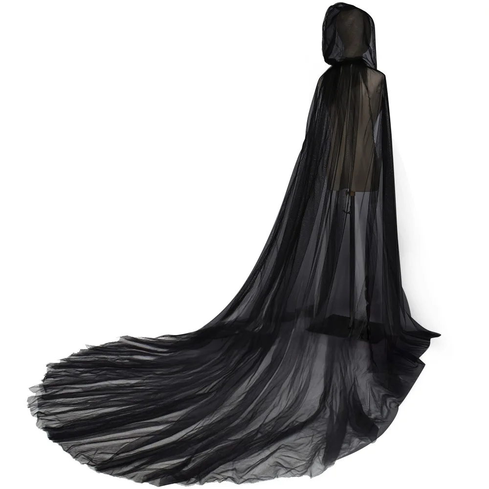 White Iovry Black Red Wedding Cloak Wrap Cape Bridal Shawl Long Bridal Coat Women Cape 220CM