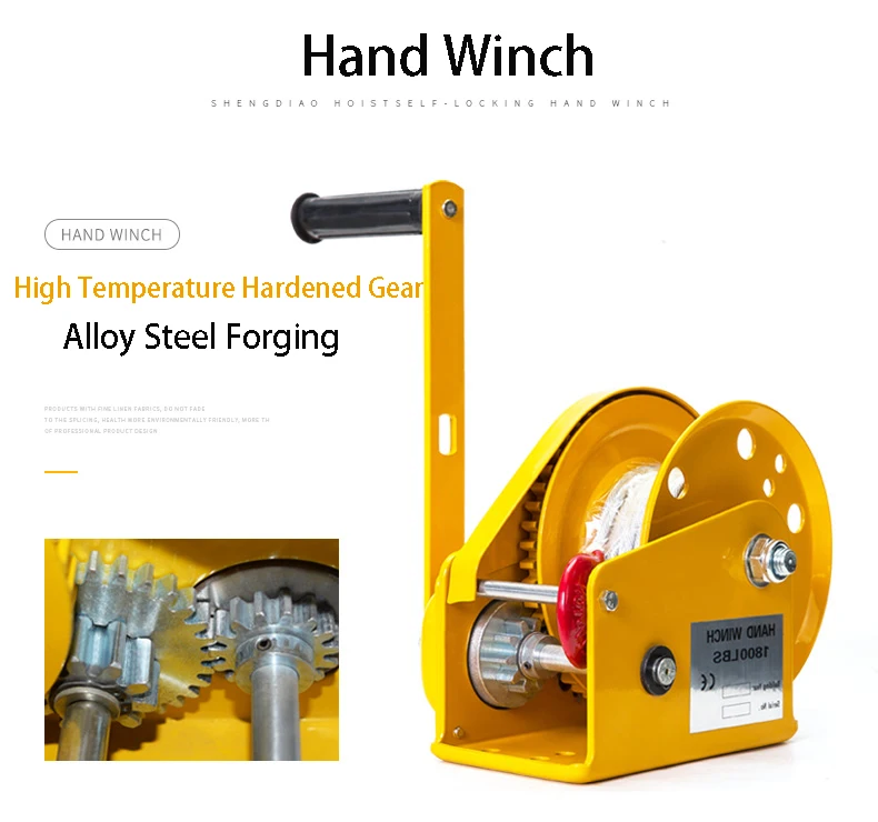 

Hand Winch 1800 Pounds 8 Meters Wire Rope With Hook Self-locking Hand Hoist With Automatic Brake Tractor H1903012