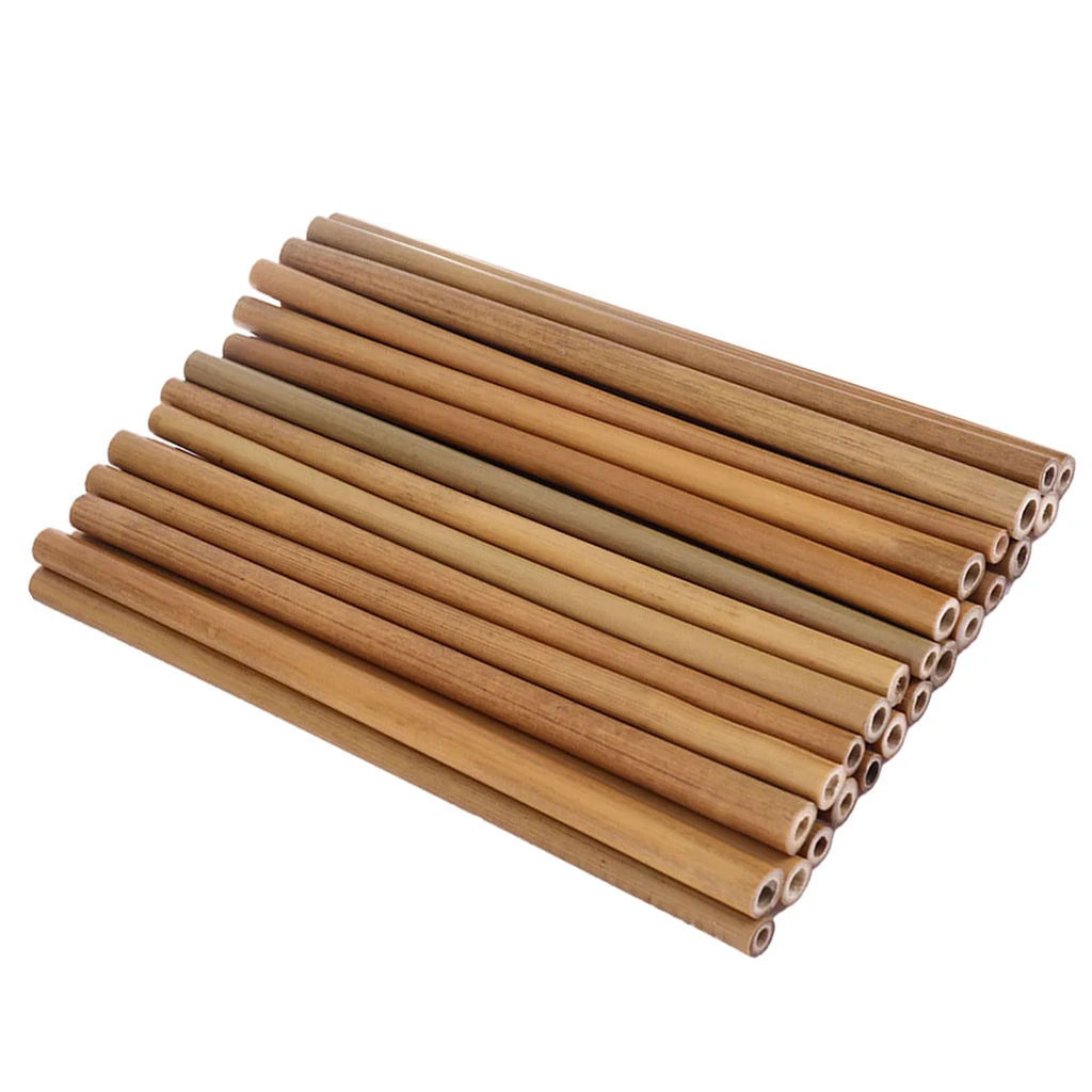 30Pcs Bamboo Straw Reusable Straw 10cm Hollow Wooden Tube Bamboo Drinking Straws for Kitchen Home Party Wedding Bar Tool