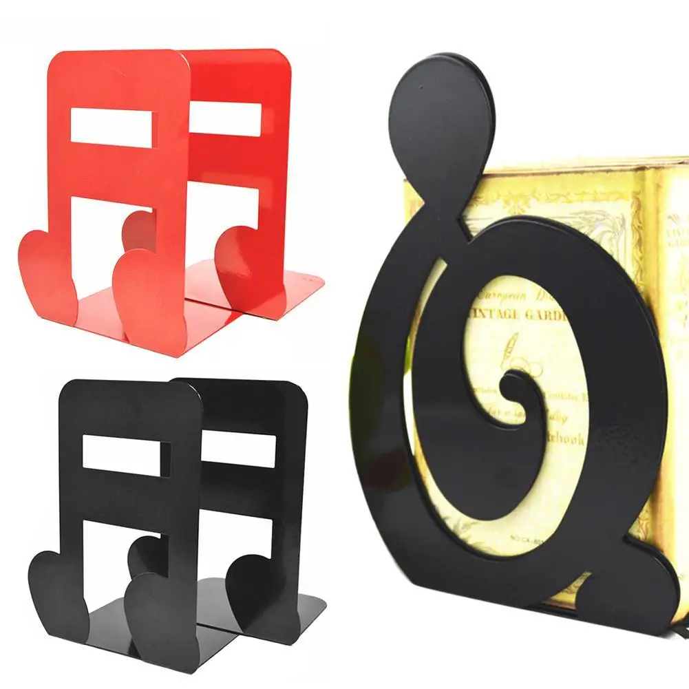 2Pcs Musical High Note Shape Bookends Metal Book Shelf Organizer Book Support Stand Desk Organizer Book Storage Holder Shelf