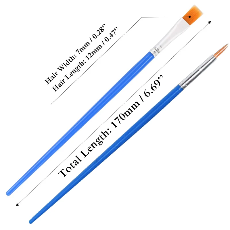 12 pennelli per dettagli in nylon per bambini, materiali artistici fai da te, strumenti per acquerelli, artisti, pennelli per pittura, cancelleria
