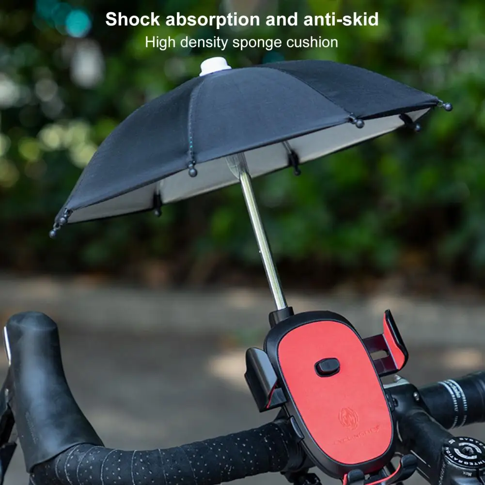 1 Set Cycling Bike Phone Mount Umbrella Waterproof Anti-scratch Adjustable Riding Phone Holder Rack Umbrella for Bicycle