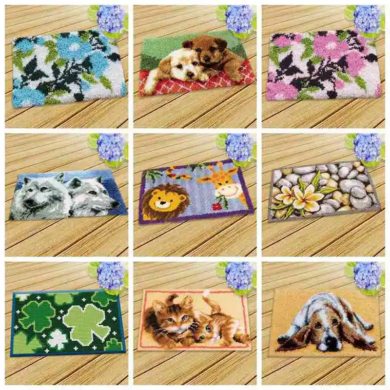 

Prajna Latch Hook Cushion Animals Carpet Embroidery Needlework Crochet Pillows Accessories DIY Latch Hook Rug Kit Cross Stitch