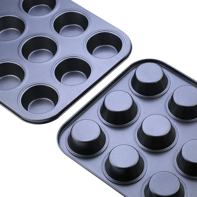 FAIS DU 12-Cup Nonstick Carbon Steel Muffin Pan Cupcake Muffin Tray Cupcake Mold Metal Baking Mold Bakeware Biscuit Pan