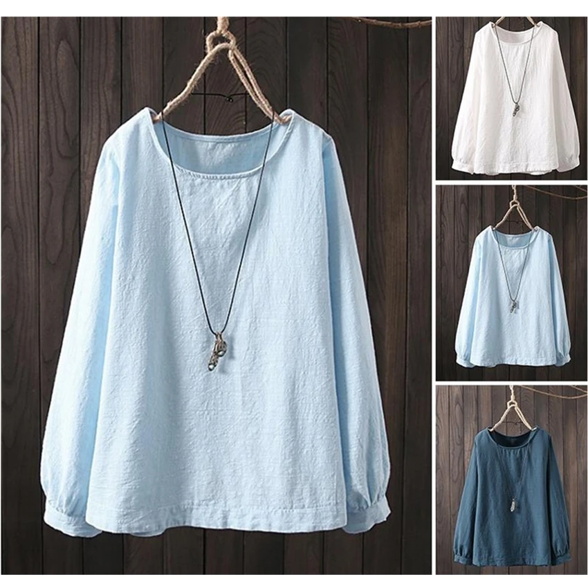 

Traditional Chinese Clothing for Women Tops Long Sleeve Cotton Linen Shirts Woman 2022 Solid Color Oriental Female Casual Wear