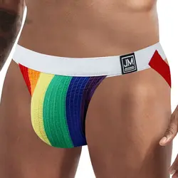 Underwear Men Jockstrap Sexy Lingerie Thongs Tanga  Panties Gym Strap Brief,Sissy Gay Underpants Rainbow White Mesh