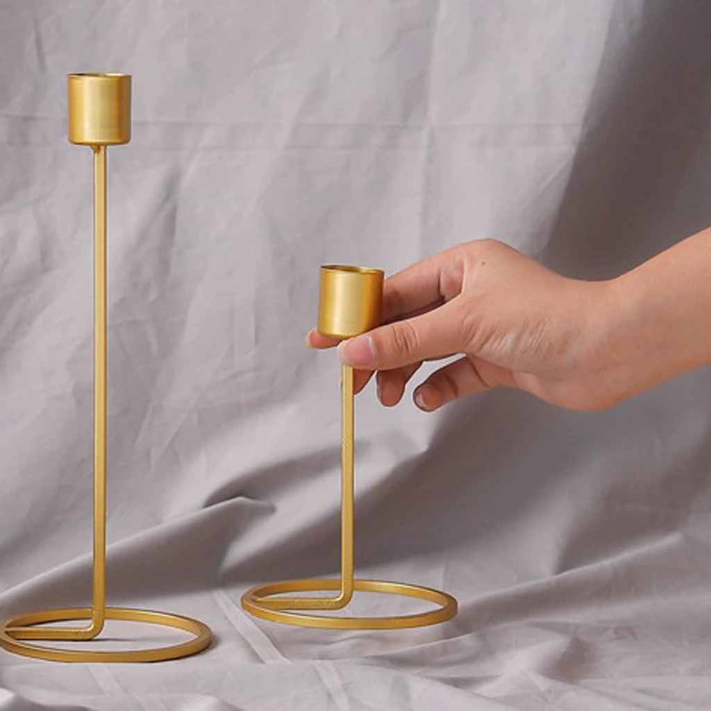 

Vintage Iron Candle Holder Candlestick Tealight Wedding Party Home Decor Gold