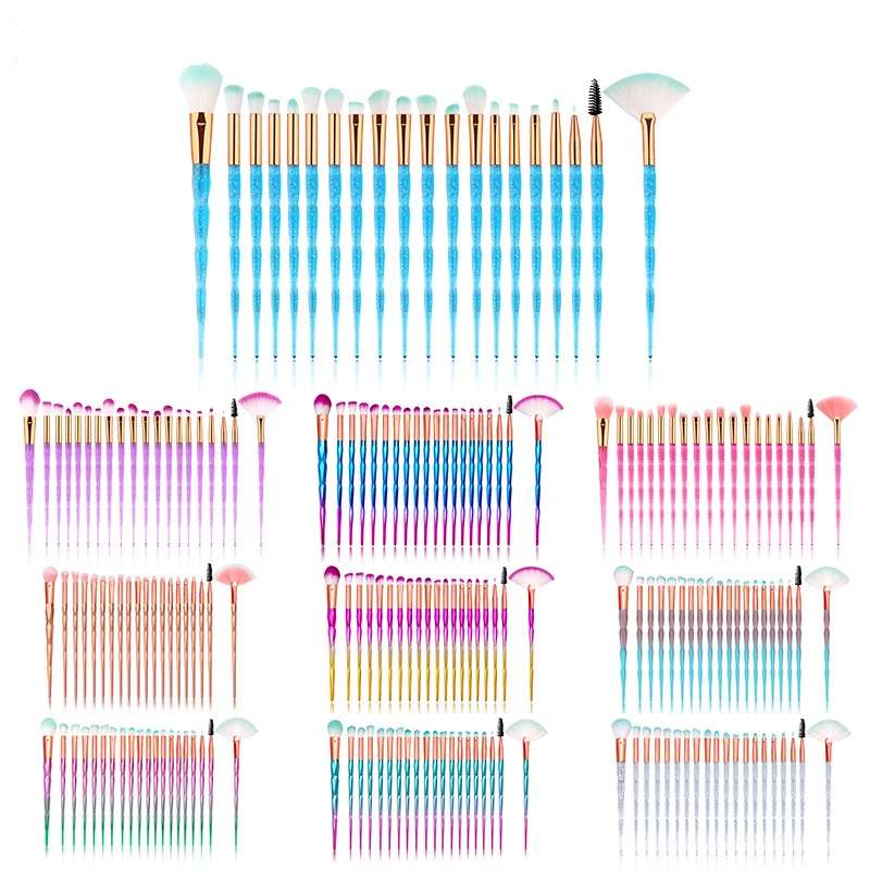 20 pcs Beauty diamond handle makeup brush set mixed makeup powder eye shadow brush beauty tools