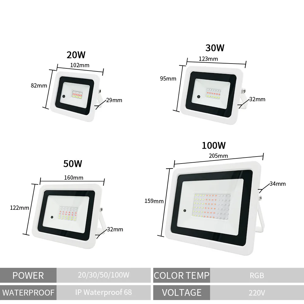 Reflektor LED RGB AC220V/110V 20W 30W 50W 100W projektor reflektorowy światło halogenowe reflektor IP68 ogrodowa lampa krajobrazowa