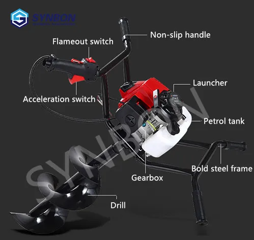 SYNBON Multi-function  planting machine pit ice-breaking  fertilization  agriculture drilling machine hand post  SY-98CC-2