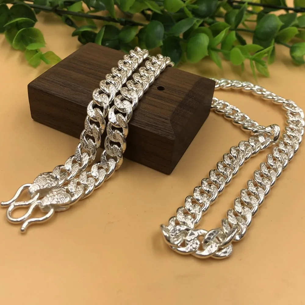 BOCAI New Real S999 Silver Men‘s Necklace Single Flat Chain Dover Personality Domineering Good Luck Fashion Jewelry Wholesale