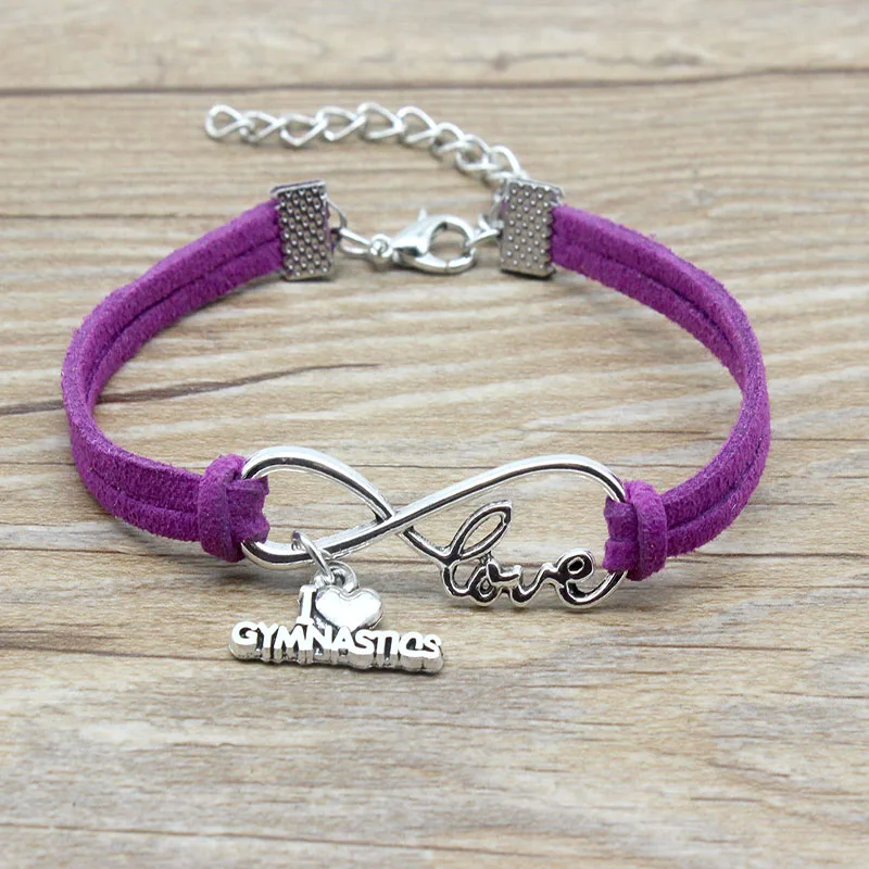 Minimalist Best Friends Friendship Gift Infinity Love I Love Gymnastics Charm Suede Leather Adjustable Bracelets Women Jewelry