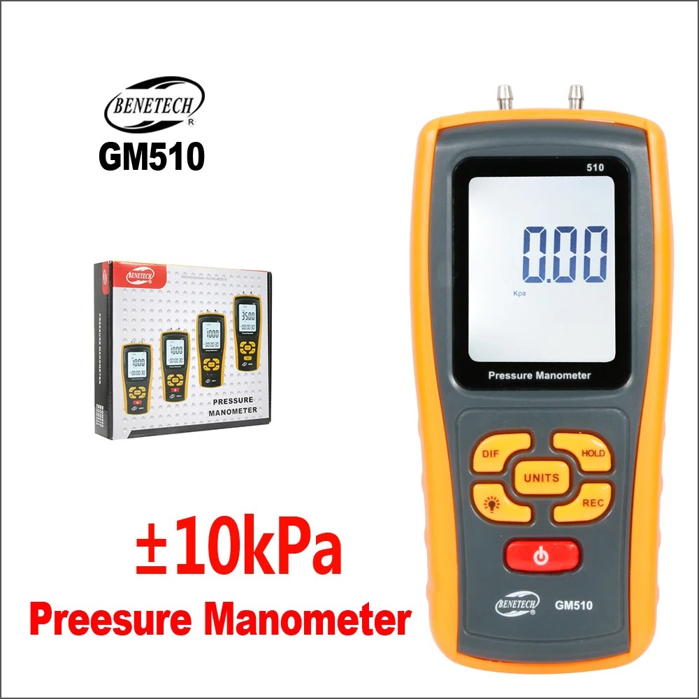 

BENETECH Pressure Gauge Manometer Pressure Differential Handheld Digital Electronic Manometer Pressure Conditioner Manometer