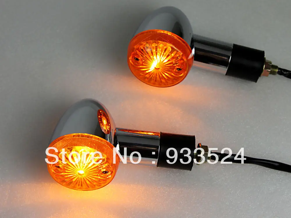 Chrome Amber Bullet Turn Signals Lights For Harley Ducati Suzuki Yamaha Kawasaki Honda Shadow Aero Spirit 750 VT VTX VN 800