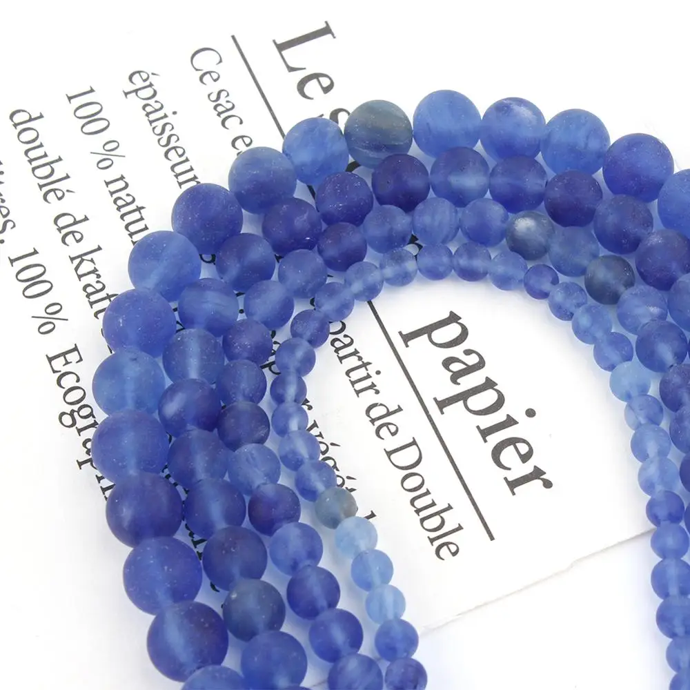 Natural Stone Matte Blue Watermelon Quartzs Crystal Beads 15\