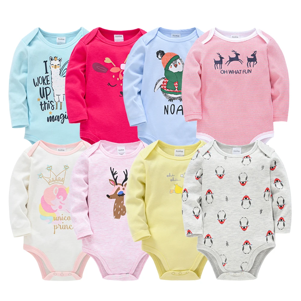 

KAVKAS Baby Girl Boy Bodysuit Long Sleeve Autumn Spring Cotton Clothes ropa de bebe 0-3 months Cartoon Print Infant Jumpsuit