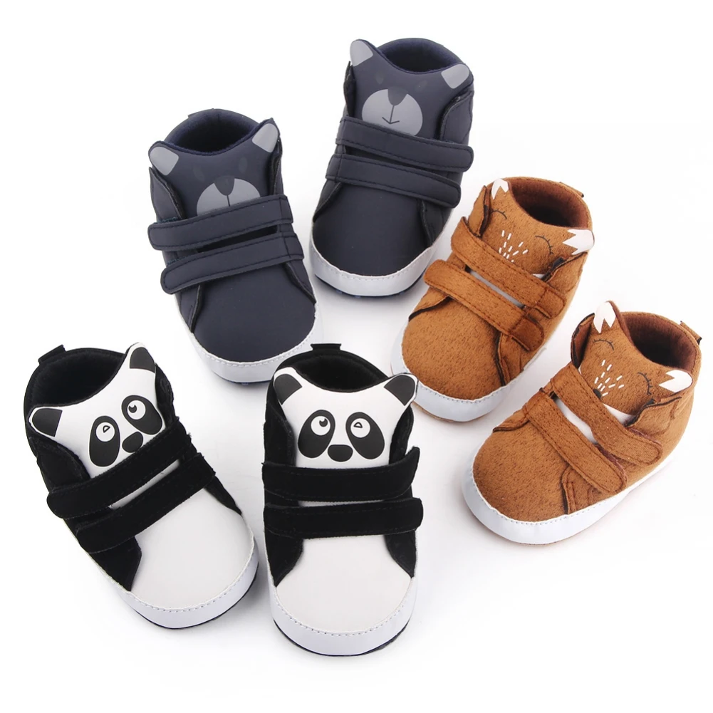 Newborn Baby Boy Girl Cotton Soft Sole Crib Shoes Anti-slip Sneaker panda PU Warm Boots Breathable Solid First Walkers 0-18M