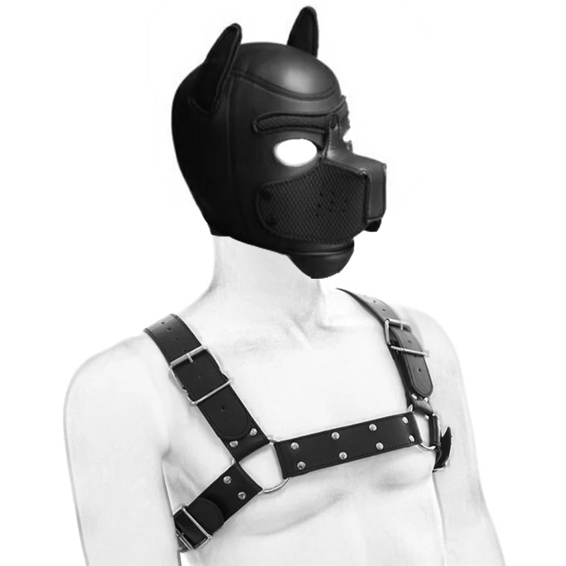 Deluxe Puppy Cosplay Costume Dog Hood Mask Anal Tail Butt Plug Role Play Chest Strap Neck Collar BDSM Sex Toys for Adult Games