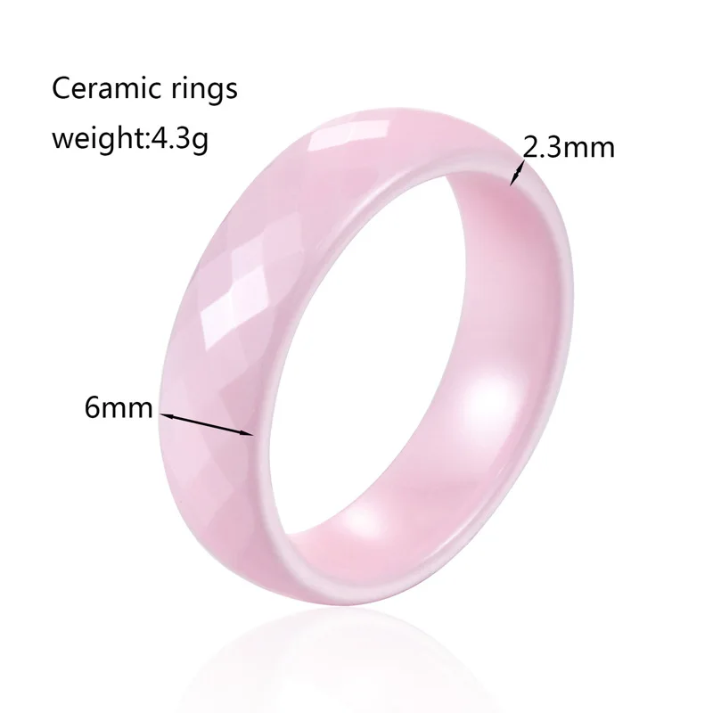 Kolmnsta 4/6mm Black Ceramic Ring For Woman Man Pink Hand Cut Top Quality Jewelry Without Scratches Women Rings Allergy Free