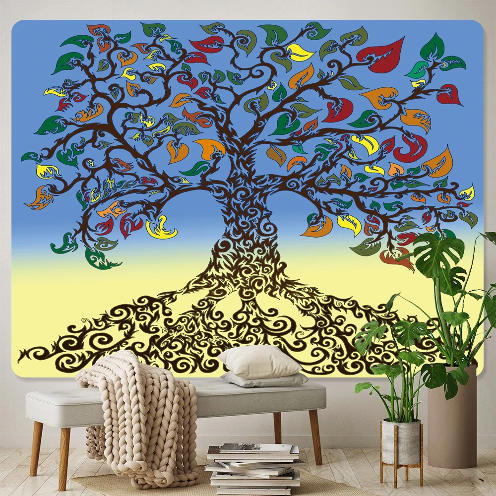 Tree of Life Large Size Home Decoration Art Tapestry Psychedelic Scene Bohemian Tarot Wall-mounted Yoga Mat