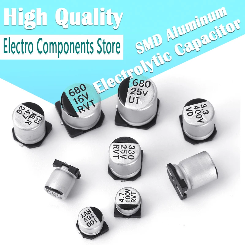 10Pcs/Lot SMD Electrolytic Capacitor Aluminum 20% 10V 16V 25V 35V 50V 100V 1uF 47uF 100uF 220uF 470uF 1000uF 10*10 Capacitor