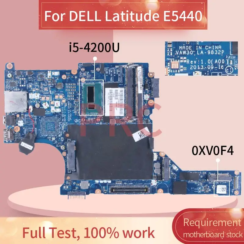 

For DELL Latitude E5440 i5-4200U Laptop Motherboard 0XV0F4 LA-9832P SR170 DDR3 Notebook Mainboard