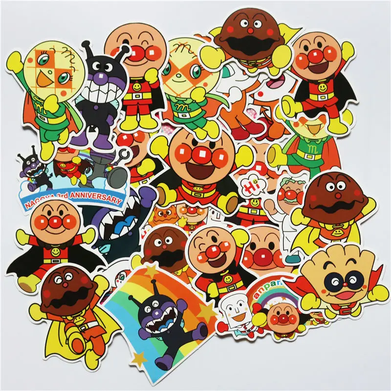 10/30/ 50Pcs Cartoon Anpanman Stickers For Suitcase Skateboard Laptop Luggage Fridge Phone Car Styling DIY Decal Sticker