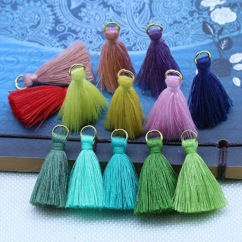 20Pcs 35mm Cotton Metal Ring Hang Tassel Trim Pendant DIY Crafts Jewelry Earrings Clothing Home Textiles Fringe Trim Materials