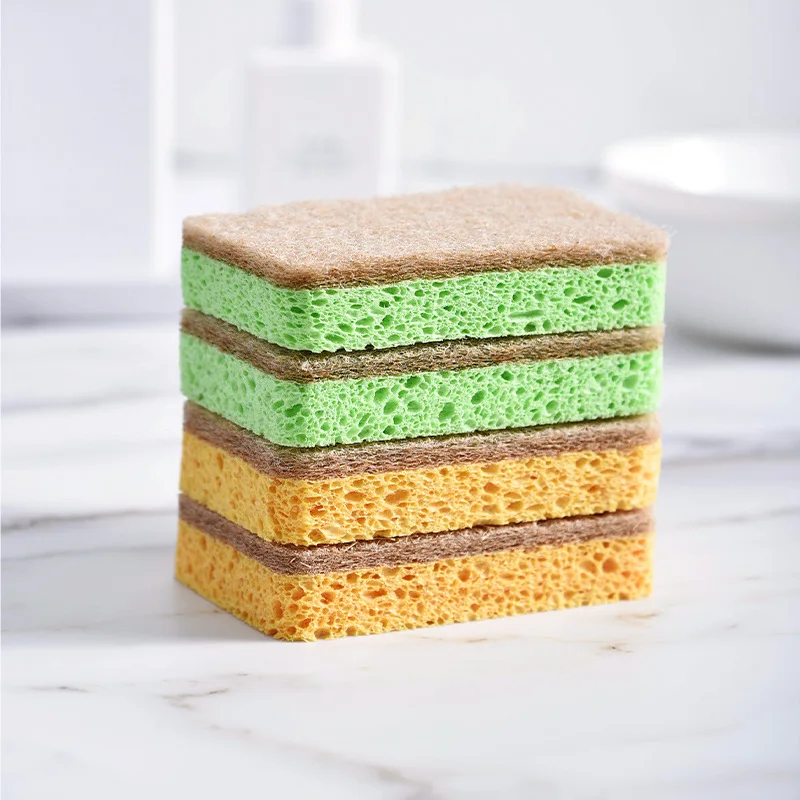 Washing Sponges For Dishes  Rag For Kitchen Composite Wood Pulp Cotton Nature Sword Oil-Free Cleaning Utensils