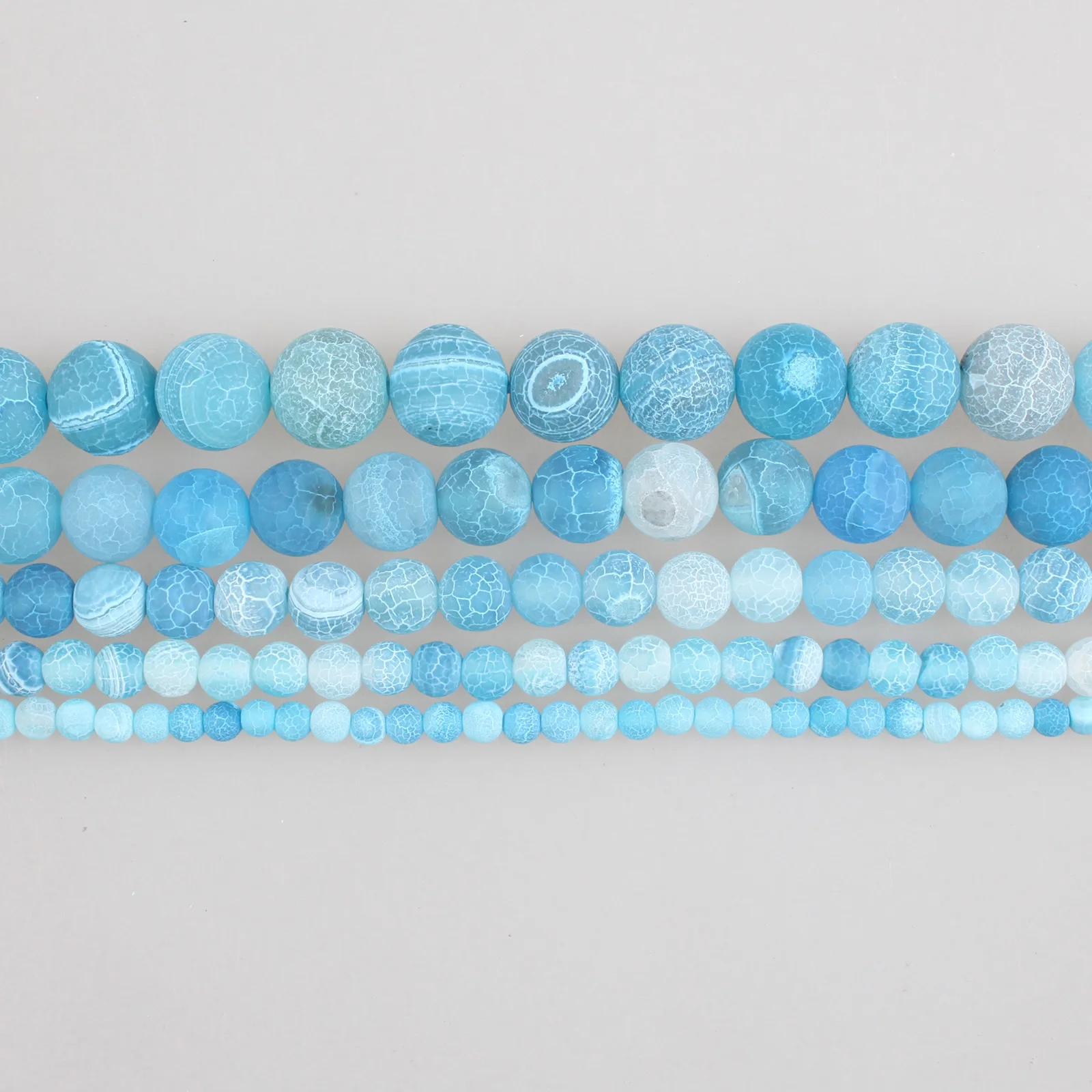 Natural Stone Sky Blue Weathered Agate Snake Skin Stone Round Loose Beads 4 6 8 10 12mm For Bracelets Necklace Jewelry Making