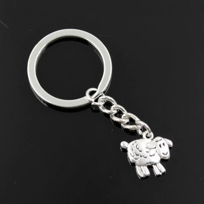 New Fashion Men 30mm Keychain DIY Metal Holder Chain Vintage Sheep Lamb 18x16mm Silver Color Pendant Gift