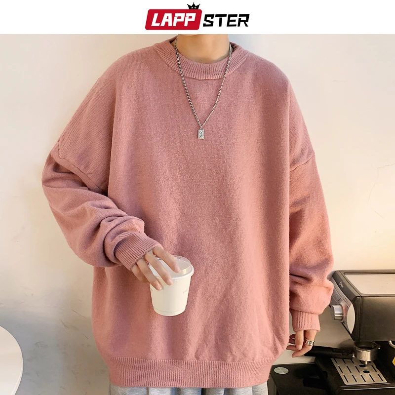 LAPPSTER Men Colorful Harajuku Knitted Sweater 2023 Mens Vintage Oversized Streetwear Pullovers Male Winter Y2k Fashion Sweaters