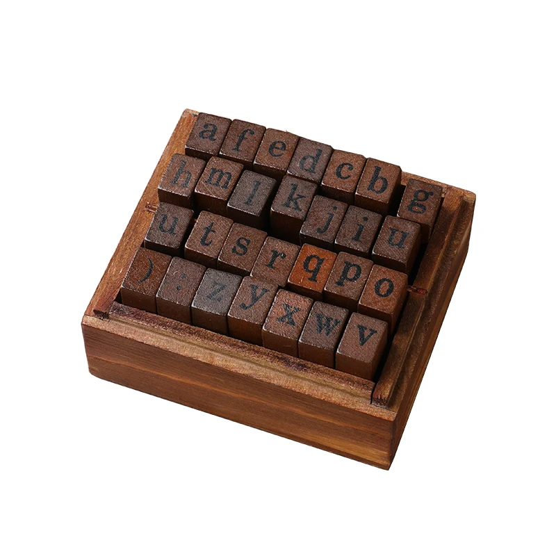 Yoofun 28 Uds sellos del alfabeto letras de goma de madera Vintage juego de sellos estándar para manualidades fabricación de tarjetas planificador álbum de recortes diarios