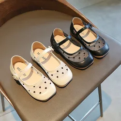 Girls Leather Shoes Spring Summer Fashion Dot Net Cloth Kids Princess Shoes Black White Dot Baby Girl Shoes SMG162