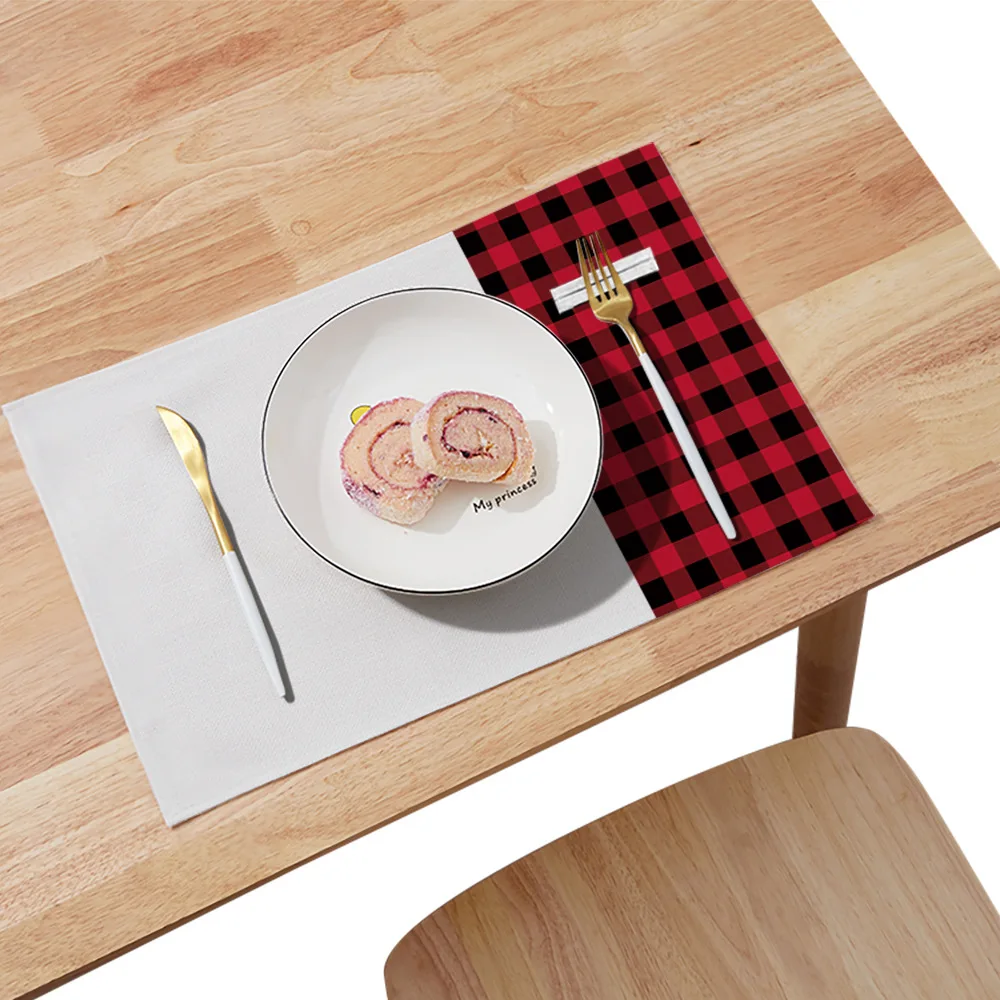 Sublimation Blank Placemat Washable Dining Table Set Custom Logo Linen Cotton Mats Cloth Disc Bowl Coaster Non-slip Pad