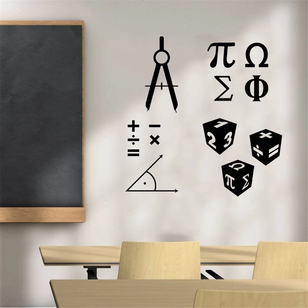 Mathematics Symbols Sign Wall Stickers Math Classroom School Decoration Mathematics Science Vinyl Wall Decal Murals