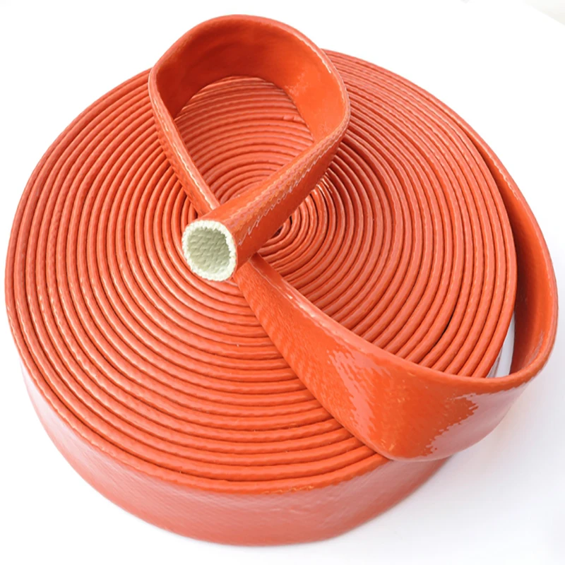 200mm Φ4mm-Φ130mm Cut Discontinuous Red High Temperature Resistant Fire Retardant Casing Pipe Silicone Fiberglass Tube