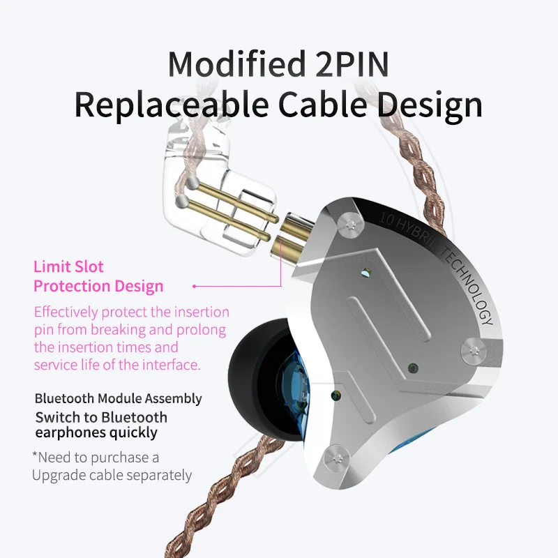 KZ ZS10 Pro ชุดหูฟังแบบมีสาย Hybrid เทคโนโลยี4BA + 1DD การตัดเสียงรบกวนกีฬาหูฟังหูฟังหูฟัง HiFi