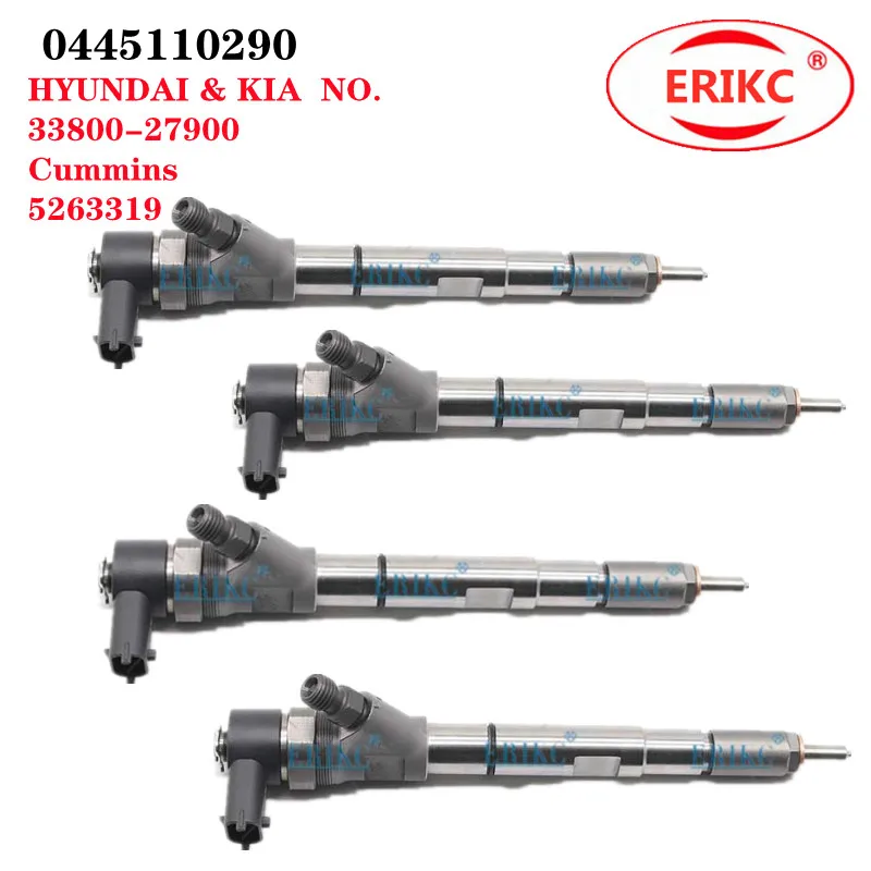 

ERIKC 4 PC 0445110290 Auto Accessory Injectors 0445 110 290 33800-27900 Fuel Spray For Cummins 5263319 HYUNDAI & KIA NO.